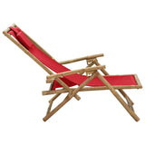 Reclining Relaxing Chair Red Bamboo and Fabric - Top-Down View