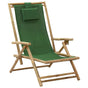 Reclining Folding Chair Green Bamboo and Fabric