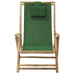 Reclining Folding Chair Green Bamboo and Fabric