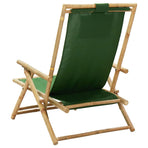 Reclining Folding Chair Green Bamboo and Fabric