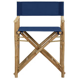 Folding Director's Chairs 2 pcs Blue Bamboo and Fabric - Side View