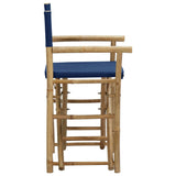 Folding Director's Chairs 2 pcs Blue Bamboo and Fabric - Top-Down View
