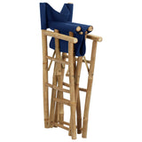 Folding Director's Chairs 2 pcs Blue Bamboo and Fabric - Rear View
