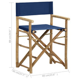 Folding Director's Chairs 2 pcs Blue Bamboo and Fabric - Extra Image