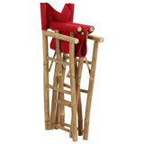 Folding Director's Chairs 2 pcs Red Bamboo and Fabric - Rear View