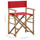 Folding Director's Chairs 2 pcs Red Bamboo and Fabric - Extra Image