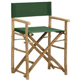 Folding Director's Chairs 2 pcs Green Bamboo and Fabric - Front View