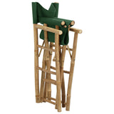 Folding Director's Chairs 2 pcs Green Bamboo and Fabric - Rear View