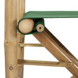 Folding Director's Chairs 2 pcs Green Bamboo and Fabric - Close-Up Angle