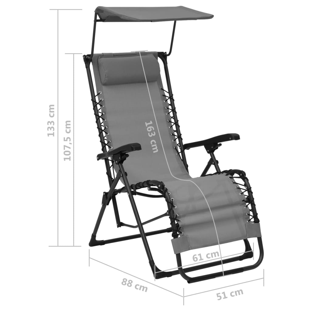 Folding Deck Chair Textilene Grey