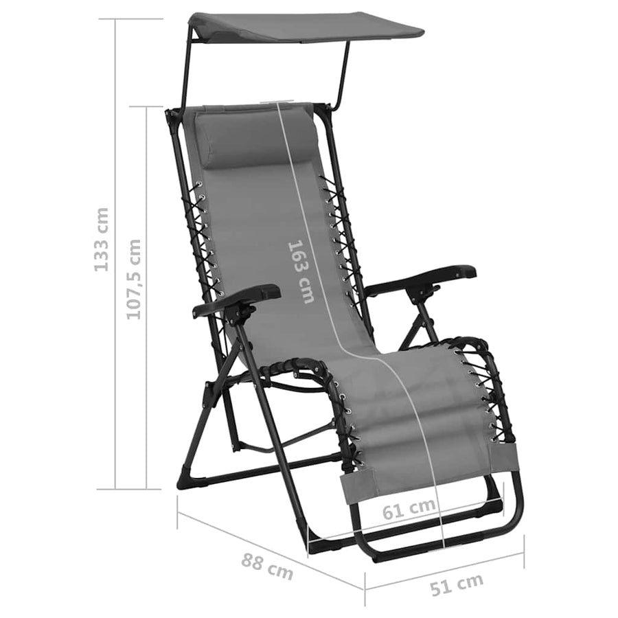 Folding Deck Chair Textilene Grey