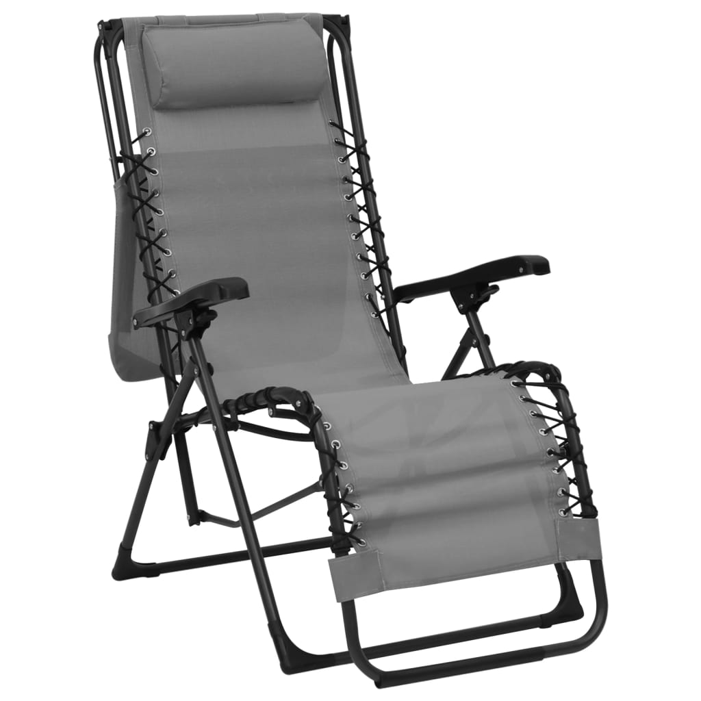 Folding Deck Chair Textilene Grey