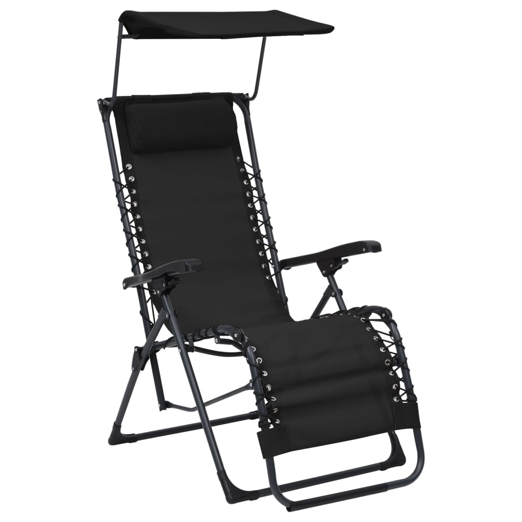 Folding Deck Chair Textilene Black