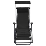 Folding Deck Chair Textilene Black - Front View