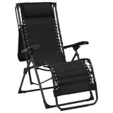 Folding Deck Chair Textilene Black - Side View