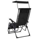Folding Deck Chair Textilene Black - 45-Degree Angle
