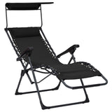 Folding Deck Chair Textilene Black - Close-Up Angle