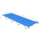 Camping Bed 180x60x19 cm Oxford Fabric and Steel Blue - Rear View