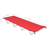 Camping Bed 180x60x19 cm Oxford Fabric and Steel Red - Rear View