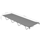 Camping Bed 180x60x19 cm Oxford Fabric and Steel Grey - Rear View