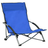 Folding Beach Chairs 2 pcs Blue Fabric - Front View
