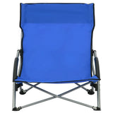 Folding Beach Chairs 2 pcs Blue Fabric