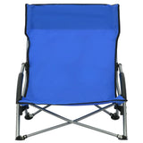 Folding Beach Chairs 2 pcs Blue Fabric - Side View