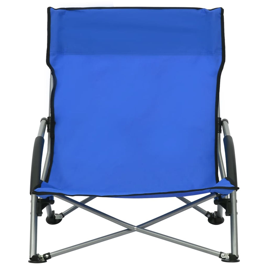 Folding Chairs 2 pcs Blue Fabric