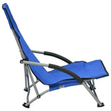 Folding Beach Chairs 2 pcs Blue Fabric - Top-Down View