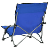 Folding Beach Chairs 2 pcs Blue Fabric