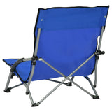 Folding Beach Chairs 2 pcs Blue Fabric - 45-Degree Angle