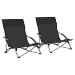 Folding Chairs 2 pcs Black Fabric