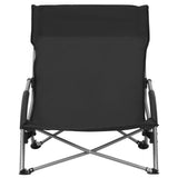 Folding Beach Chairs 2 pcs Black Fabric - Side View