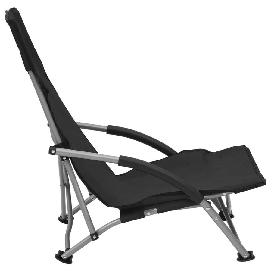 Folding Chairs 2 pcs Black Fabric