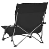 Folding Beach Chairs 2 pcs Black Fabric - 45-Degree Angle