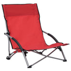 Folding Chairs 2 pcs Red Fabric