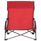 Folding Beach Chairs 2 pcs Red Fabric - Side View