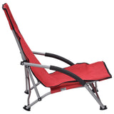 Folding Beach Chairs 2 pcs Red Fabric - Top-Down View