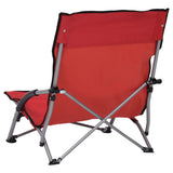 Folding Beach Chairs 2 pcs Red Fabric - 45-Degree Angle