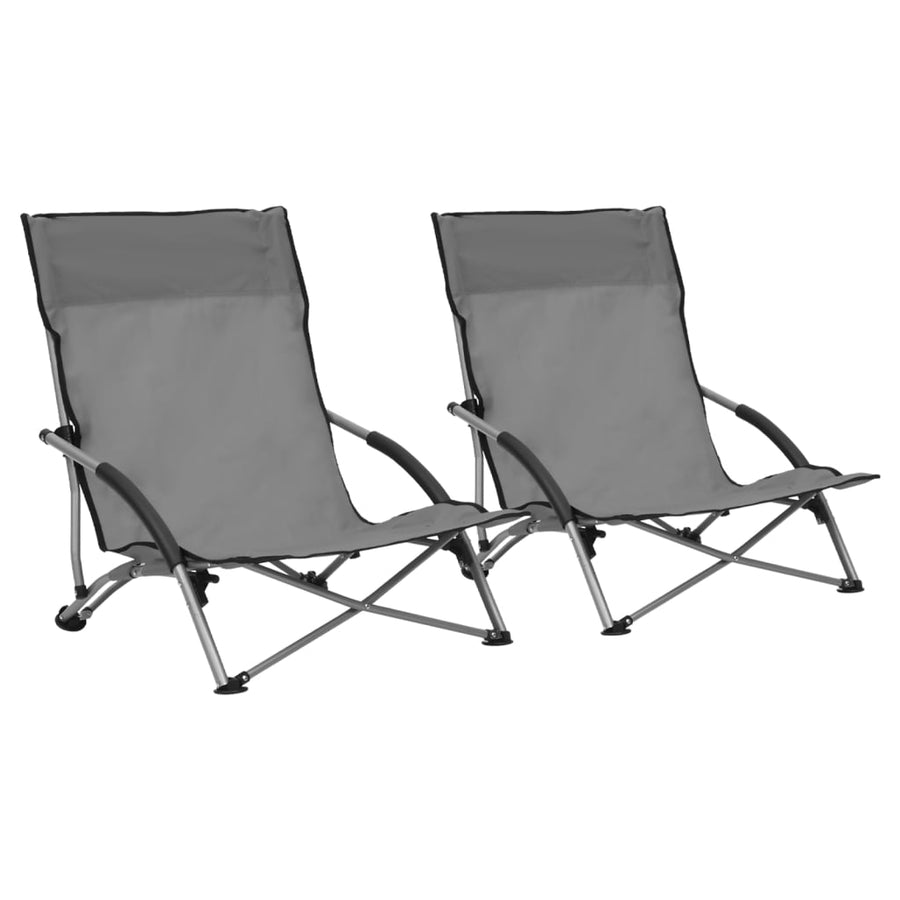 Folding Chairs 2 pcs Grey Fabric