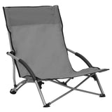 Folding Beach Chairs 2 pcs Grey Fabric - Front View