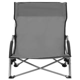 Folding Beach Chairs 2 pcs Grey Fabric - Side View