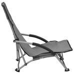 Folding Chairs 2 pcs Grey Fabric