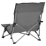 Folding Beach Chairs 2 pcs Grey Fabric - 45-Degree Angle