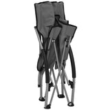 Folding Beach Chairs 2 pcs Grey Fabric - Rear View