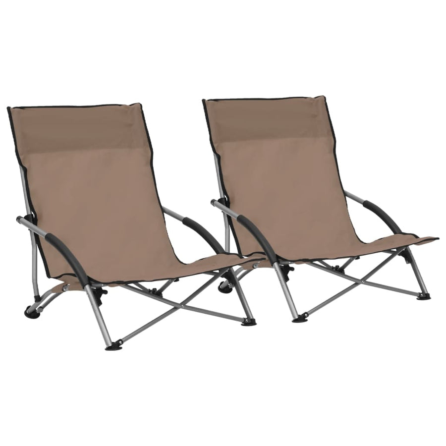 Folding Chairs 2 pcs Taupe Fabric