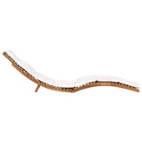 Folding Sun Lounger with Cream White Cushion Solid Teak Wood - Side View
