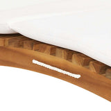 Folding Sun Lounger with Cream White Cushion Solid Teak Wood - 45-Degree Angle