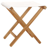Folding Chairs 2 pcs Solid Teak Wood and Fabric Cream White - Front View