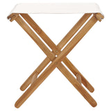Folding Chairs 2 pcs Solid Teak Wood and Fabric Cream White - Side View